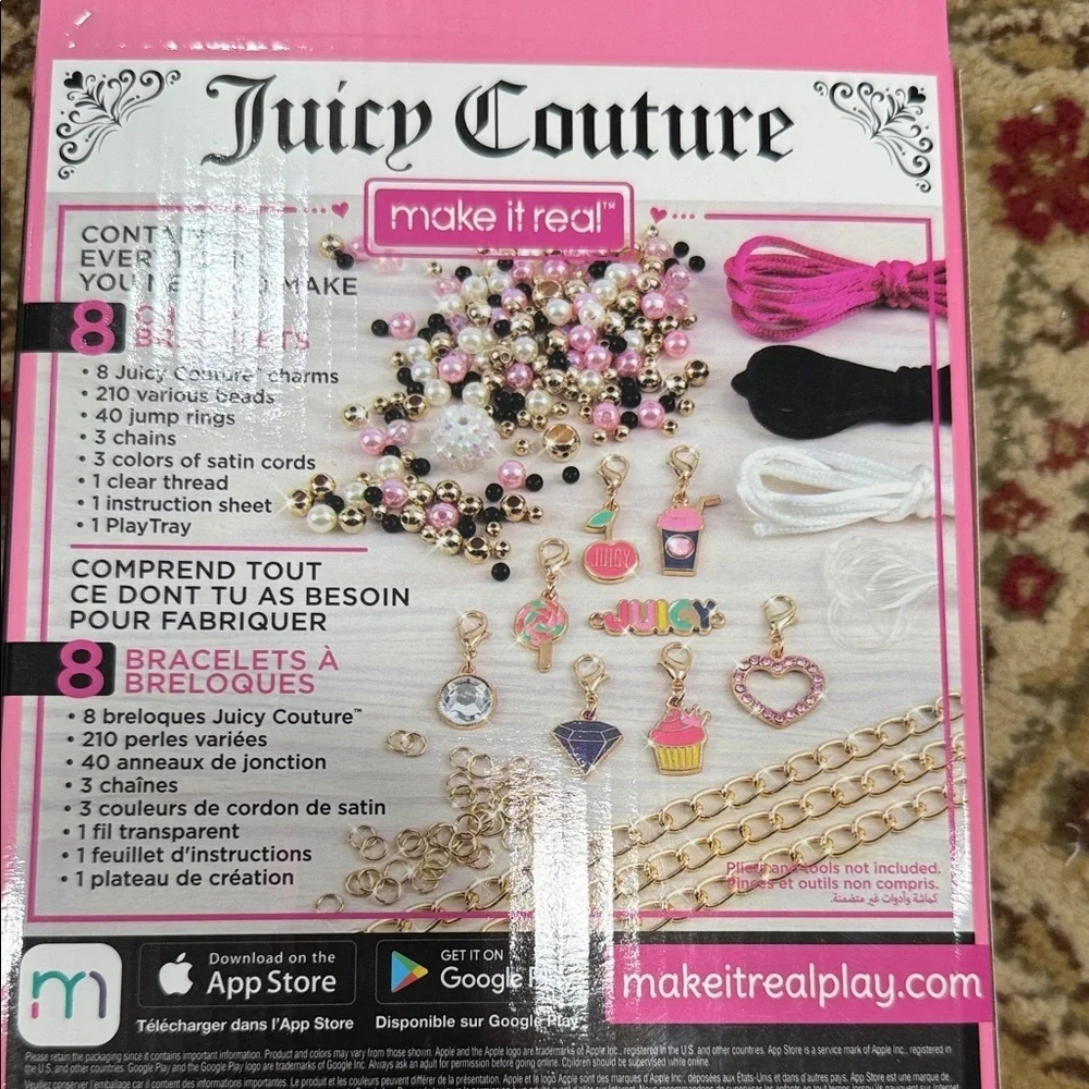 Juicy Couture Pink and Gold Charm Bracelet Set
